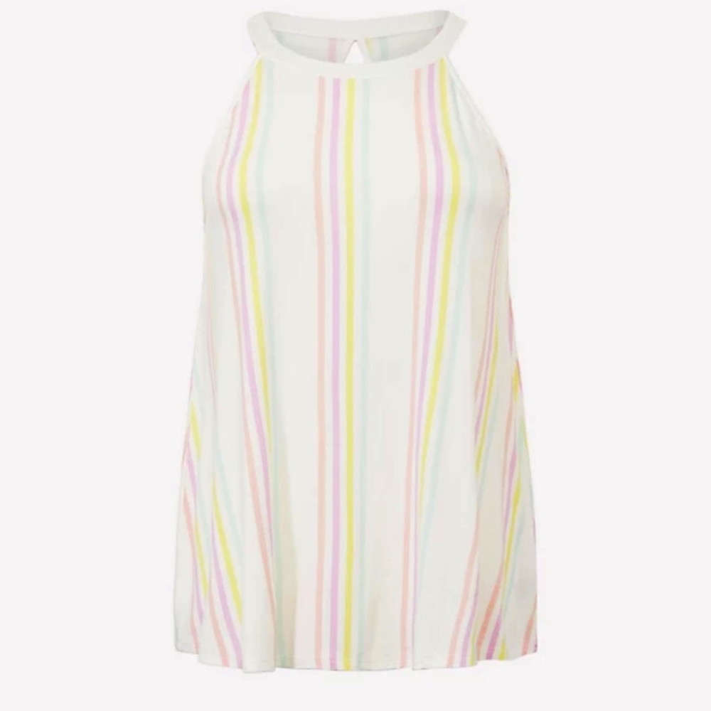 NWT | Torrid Size 2 | SUPER SOFT IVORY & MULTI STRIPE GODDESS TANK
